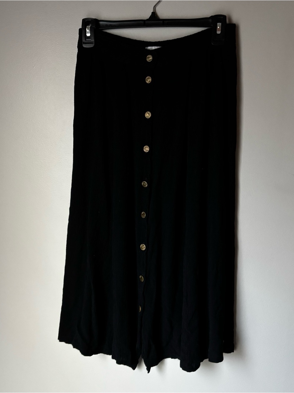 Vintage Sag Harbor Black Crinkle Boho Skirt - Smocked Waist - Size [small]